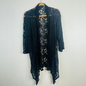 Vintage Y2K Whimsigoth Fairy Lace Cardigan Sweater Large Indie Duster Layer